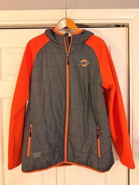 Colosseum Gray & Orange Hooded Puffer Jacket